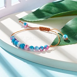 Круглый браслет из плетеных бусин из натурального белого нефрита BJEW-JB07969-01