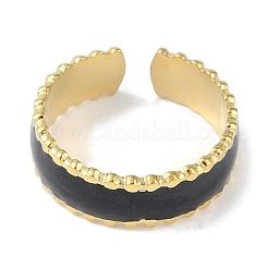 Anelli per dita con polsino smaltato in acciaio inossidabile 304 placcati ioni (ip)&nbsp;RJEW-L107-083G-02