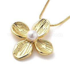 Ожерелья с подвеской из цветочной латуни и жемчугом для женщин NJEW-S385-06A-G