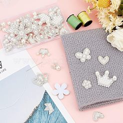 36個 9スタイル コンピューター刺繍 不織布 縫い付けパッチ  マスクと衣装のアクセサリー  ラインストーンと模造真珠のビーズで  王冠＆花＆ハート＆枝角＆蝶  クリスタル  18~35x20~45x4.5~10.5mm  4個/スタイル&nbsp;DIY-FG0002-27