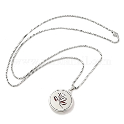 316 хирургическая нержавеющая сталь ароматерапевтический диффузор духи полые плоские круглые подвески коробка цепи ожерелья NJEW-R016-01P-02