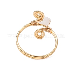 Anelli da dito con perline di quarzo rosa naturale avvolte in filo di rame per le donne&nbsp;RJEW-JR00808-03