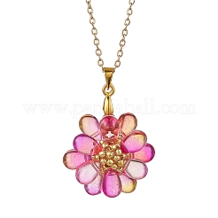 Ожерелья с подвесками из стеклянных бусинок ручной работы в виде цветка NJEW-MZ00096-01