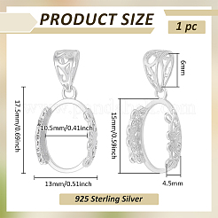 1 шт. 925 оправы для подвески из стерлингового серебра в форме кабошона&nbsp;STER-BC0003-78B
