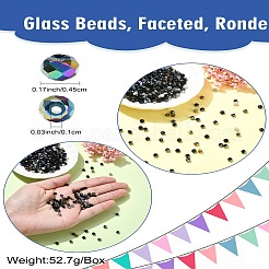 ガラスビーズ  多面カット  ロンデル  ブラック  4.5x3~4mm  穴：1mm  500個/セット&nbsp;GLAA-CJ0002-51E