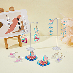 3 пара 3 стильных акриловых сережек-гвоздиков в форме сердца со стальными железными штифтами для женщин EJEW-FI0001-65