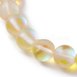 Braccialetti elasticizzati con perline sintetiche di pietra di luna tonda tinta tonda da 8 mm&nbsp;BJEW-JB10308-04