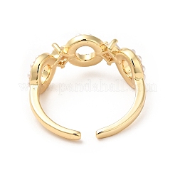 Открытое кольцо-кафф бесконечности из прозрачного кубического циркония с акриловой жемчужиной KK-E060-19G