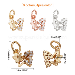 12шт 3 цвета латунные микро проложить кубический цирконий шармы&nbsp;ZIRC-CA0001-05