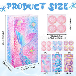 12 шт. 3 стильных складных бумажных подарочных пакета для конфет с принтом хвоста русалки ABAG-TA0001-34