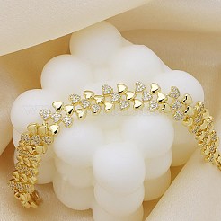 Латунные браслеты-цепочки с микропаве из прозрачных кубических цирконий для женщин BJEW-P366-01B-G