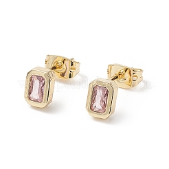 Прямоугольные серьги-гвоздики с кубическим цирконием EJEW-B014-23G