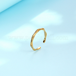 304ステンレススチール製フィンガーオープンカフリング  竹  ゴールドカラー  usサイズ7（17.3mm）&nbsp;IS0697-1