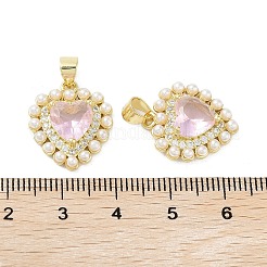 Gestellplattierung Herz Messing Micro Pave Zirkonia Anhänger&nbsp;X-KK-E102-29G