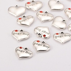 Charms de corazón de plabra ´´page boy´´ de plata antigua del tema de la boda de estilo tibetano&nbsp;TIBEP-N005-14C