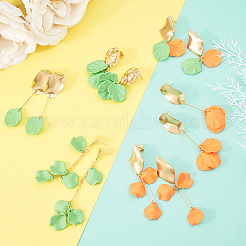 花びらをテーマにしたDIYイヤリング作りキット  アクリルパーツなど、  真鍮製アズキチェーン＆アイピン＆スタッドピアスパーツ＆イヤーナット  304ステンレススチールスタッドピアス金具  ミックスカラー&nbsp;DIY-SC0001-60G