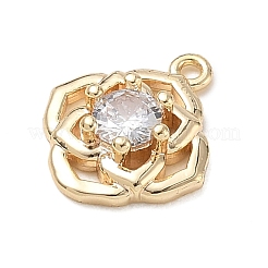 真鍮マイクロパヴェクリアキュービックジルコニアチャーム  花のチャーム  14KGP本金メッキ  12.5x11x3mm  穴：1mm&nbsp;CU-CBAFF5B-24G