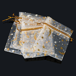 30 bolsa de regalo con cordón de organza con estampado dorado de luna y estrella&nbsp;ABAG-TA0002-21A