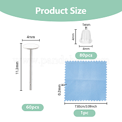 60 шт. 925 круглые плоские серьги-гвоздики из стерлингового серебра&nbsp;STER-DC0001-65