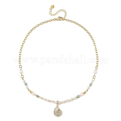 Colliers pendentifs en forme de coquillage en laiton océan pavé de zirconiums cubiques transparents&nbsp;NJEW-JN06421