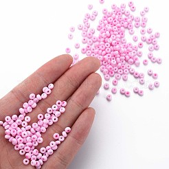 6/0 ガラスシードビーズ  マカロンカラー  丸い穴  ラウンド  パールピンク  4~4.5x3mm  穴：1~1.2mm  約4500個/袋  約450g /バッグ。&nbsp;SEED-T005-14-B12