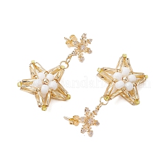 Boucles d'oreilles à tige en forme d'étoile en verre&nbsp;EJEW-MZ00256-04
