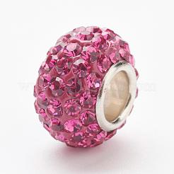 オーストリアクリスタルヨーロピアンビーズ  大穴ビーズ  スターリングシルバーコア925個  ロンデル  502 _fuchsia  11~12x7.5mm  穴：4.5mm&nbsp;STER-E049-E08