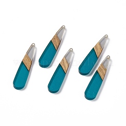 Большие подвески из прозрачной смолы и орехового дерева&nbsp;RESI-M027-05F