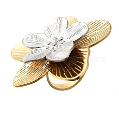 Кольца из нержавеющей стали 304 с цветком&nbsp;LS-RJEW-G339-02GP