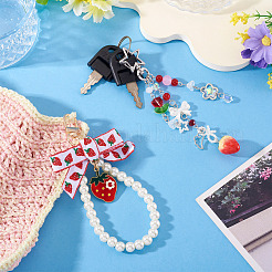 2 шт. клубничный искусственный жемчуг и акриловые подвесные украшения&nbsp;HJEW-TA0001-38