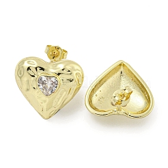 Boucles d'oreilles en laiton avec texture cœur&nbsp;EJEW-E312-07G