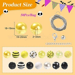 不透明アクリルビーズセット  蜂のテーマ  ラウンド  きいろ  18~20x18~19mm  穴：2~3mm&nbsp;MACR-CJC0001-13A-02