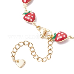 Браслеты-цепочки с клубничным звеном из латуни и эмали для женщин BJEW-JB12578
