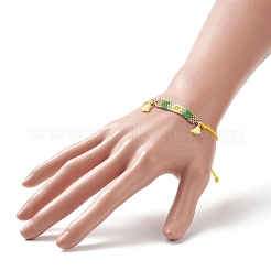 Rectangle de graine japonais fait à la main avec bracelet de perles tressées à maillons de fleurs&nbsp;BJEW-MZ00014-02
