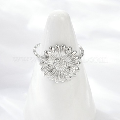 304ステンレススチールカフリング  ヒマワリ  ステンレス鋼色  15.5x15.5mm  usサイズ7 1/4(17.5mm)&nbsp;RJEW-D306-14P
