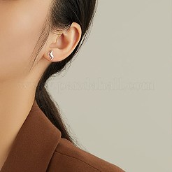 Серьги-гвоздики из стерлингового серебра с родиевым покрытием EJEW-BB67168-P