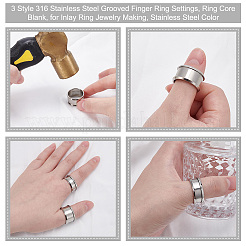 9 шт. 3 стиля оправы для колец из нержавеющей стали 304 с канавками STAS-UN0034-96