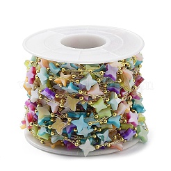 Разноцветные цепочки со звездами из натуральных ракушек и латунными бусинами CHS-C008-03G