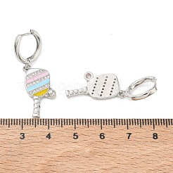 Orecchini a cerchio pendenti da donna in ottone con micro pavé di zirconi cubici&nbsp;EJEW-A168-05P
