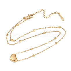 Valentinstag-Halskette mit Herzanhänger aus Edelstahl 304 und Satellitenkette für Damen&nbsp;NJEW-K306-03G