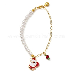 Bracelets à breloques en verre et alliage émaillé sur le thème de Noël&nbsp;BJEW-JB10907