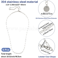 6 шт. ожерелье из нержавеющей стали 304 в виде цепочки-скрепки&nbsp;NJEW-SC0001-57B-P