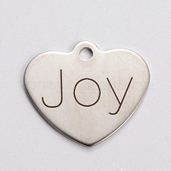 Pendentifs en forme de cœur en acier inoxydable anti-ternissement&nbsp;STAS-L165-A03