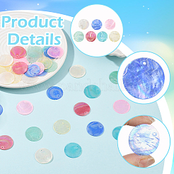 42 шт. 7-х цветные подвески из натуральной ракушки капиз&nbsp;BSHE-SC0001-30