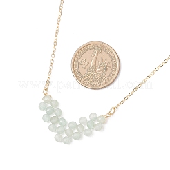 Collane con catena in ottone con ciondolo a forma di freccia con perline rotonde sfaccettate in avventurina verde naturale&nbsp;NJEW-TA00207-02