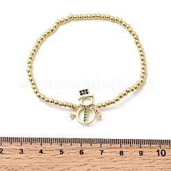 Weihnachts-Armbänder aus Messing mit Mikropflaster und Zirkonia&nbsp;BJEW-K289-01A-G
