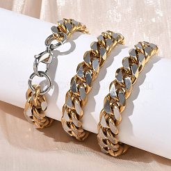 Ожерелья из кубинской цепочки из нержавеющей стали 201 толщиной 10 мм для женщин и мужчин NJEW-F360-01G