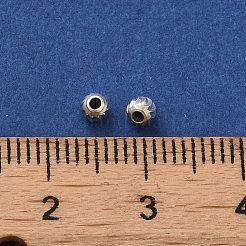 925 cuentas espaciadoras redondas corrugadas de plata de ley.&nbsp;STER-K178-02C-S