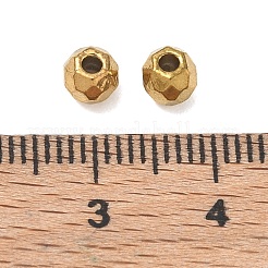 304ステンレススチールビーズ  多面カット  ラウンド  イオンプレーティング（ip）  18KGP本金メッキ  5x4.5mm  穴：1.6mm&nbsp;SA-CBA740F-01C-G