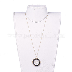 Colliers pendentif perles en obsidienne naturelle&nbsp;NJEW-JN02480-01